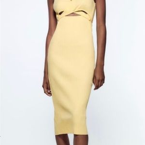Zara Yellow Cut Out Dress Size M